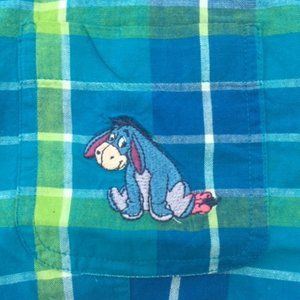 Disney Vintage Eeyore Women’s Plaid Sleeveless Button Down Collar Top Medium NWT